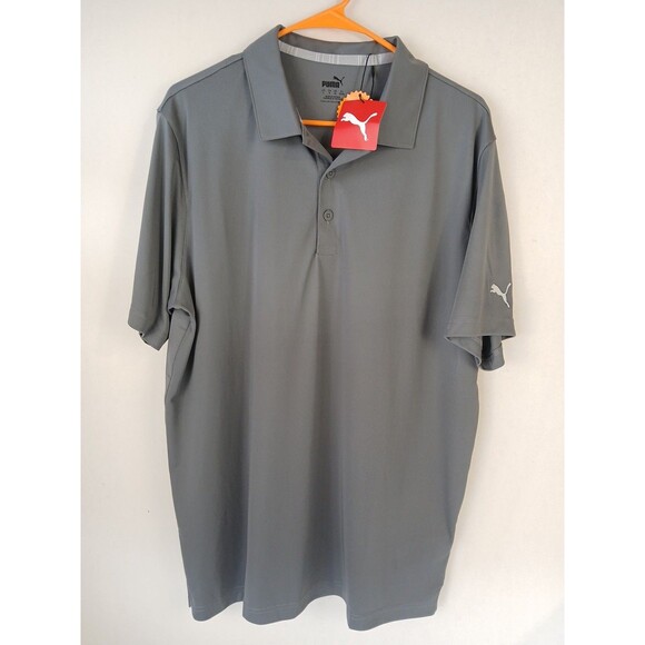Puma Golf Men's Metal 3-Button Collar Pullover Polo Shirt Gray Size Large - Picture 1 of 4